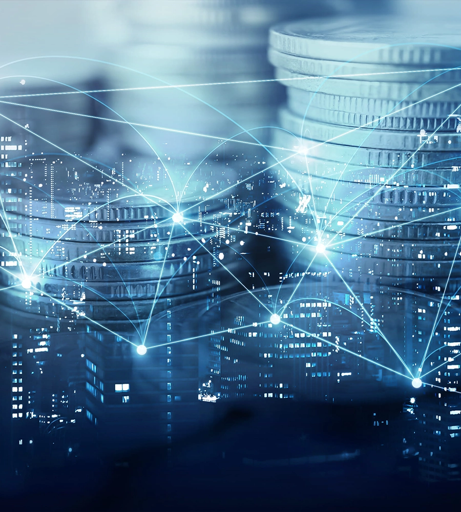 Connected nodes on coins.